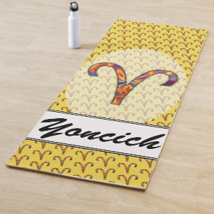 Aries Zodiac Symbol Element by Kenneth Yoncich Yoga Mat