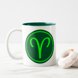 Aries Zodiac Symbol Green Mix Two-Tone Coffee Mug