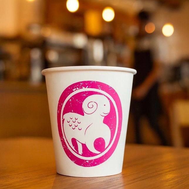 Aries Zodiac Symbol Grunge Pink Ram Astrology Paper Cups (Creator Uploaded)