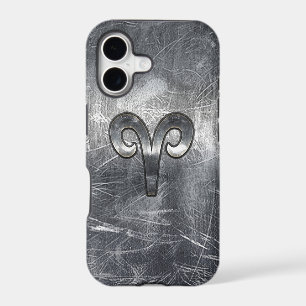 Aries Zodiac Symbol in Grunge Distressed Style