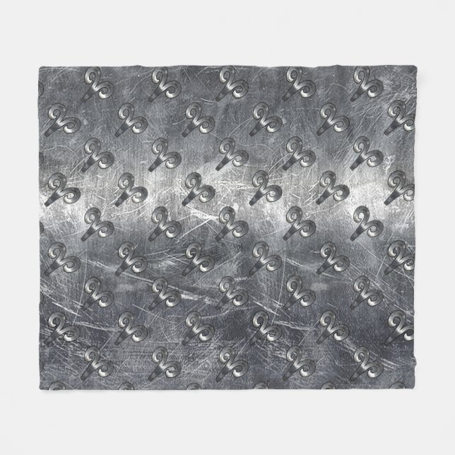 Aries Zodiac Symbol in Grunge Distressed Style Fleece Blanket (Front (Horizontal))