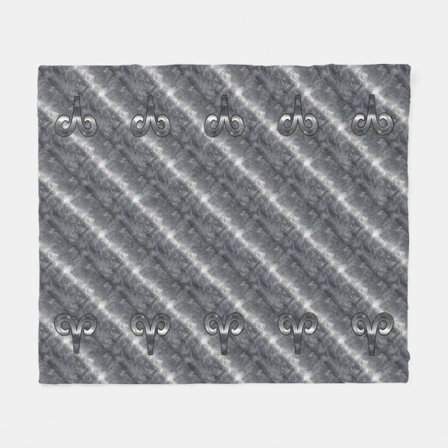 Aries Zodiac Symbol in Grunge Distressed Style Fleece Blanket (Front (Horizontal))