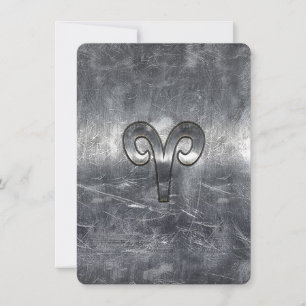 Aries Zodiac Symbol in Silver Distressed Style