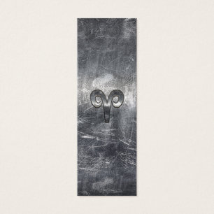 Aries Zodiac Symbol in Silver Distressed Style