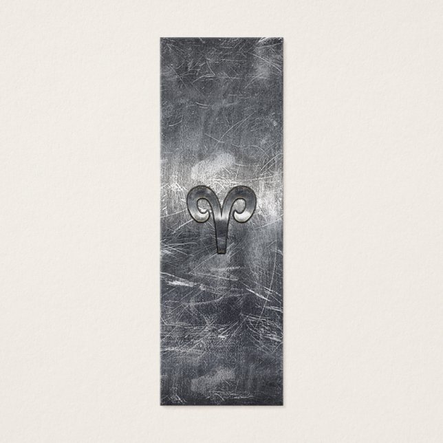 Aries Zodiac Symbol in Silver Distressed Style (Front)