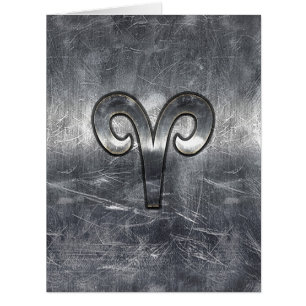 Aries Zodiac Symbol in Silver Distressed Style