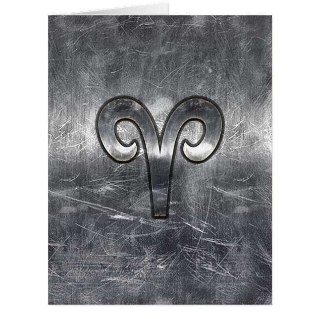 Aries Zodiac Symbol in Silver Distressed Style (Front)