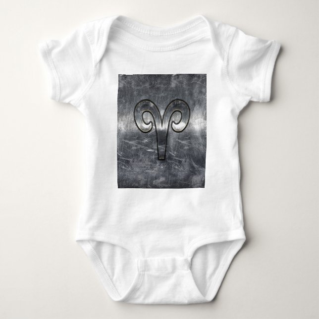 Aries Zodiac Symbol Industrial Style Baby Bodysuit (Front)