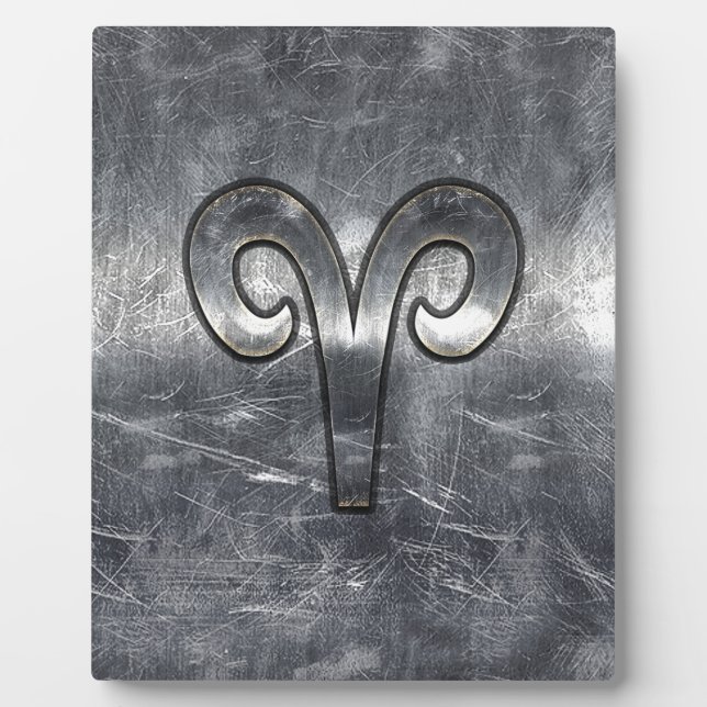 Aries Zodiac Symbol Industrial Style Plaque (Front)