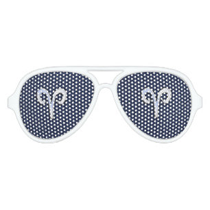 Aries Zodiac Symbol Navy Blue Carbon Fibre Style Aviator Sunglasses