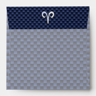 Aries Zodiac Symbol Navy Blue Carbon Fibre Style Envelopes
