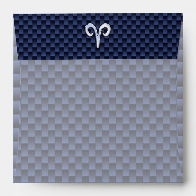 Aries Zodiac Symbol Navy Blue Carbon Fibre Style Envelopes (Back (Top Flap))