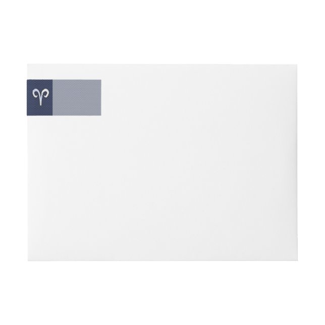 Aries Zodiac Symbol Navy Blue Carbon Fibre Style Wrap Around Label (Front)