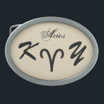 Aries Zodiac Symbol Standard by Kenneth Yoncich Belt Buckle<br><div class="desc">Aries Zodiac Symbol Standard Belt Buckle.
Images Copyright (C) Kenneth Kenji Yoncich. All Rights Reserved.</div>