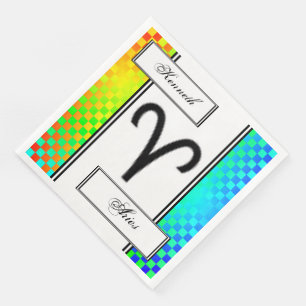 Aries Zodiac Symbol Standard by Kenneth Yoncich Napkin