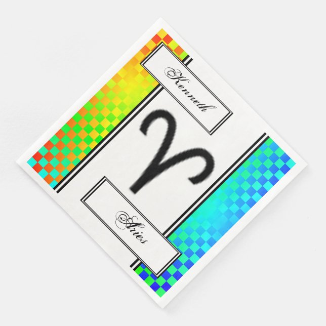 Aries Zodiac Symbol Standard by Kenneth Yoncich Napkin (Corner)