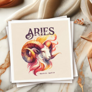 Aries Zodiac Themed Birthday Party Napkin