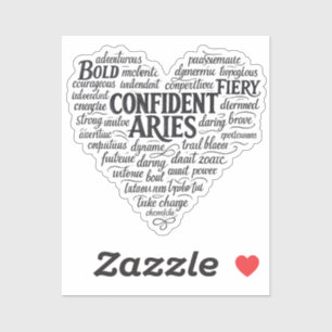 Aries Zodiac Vinyl Sticker Word Cloud