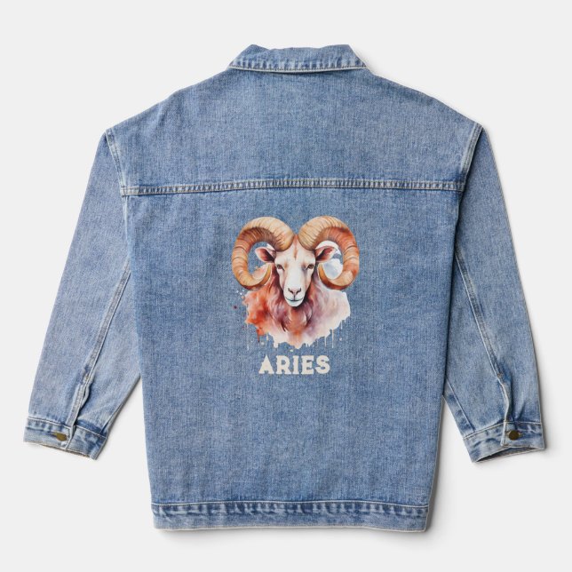 Aries Zodiac Women's Denim Jacket (Back)