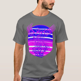 Arising Anew Phoenix and Retro Sunrise Vector Art  T-Shirt