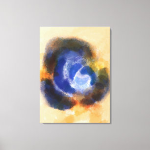 "ARISING ROSE"   Blue Watercolor Flower Painting Canvas Print