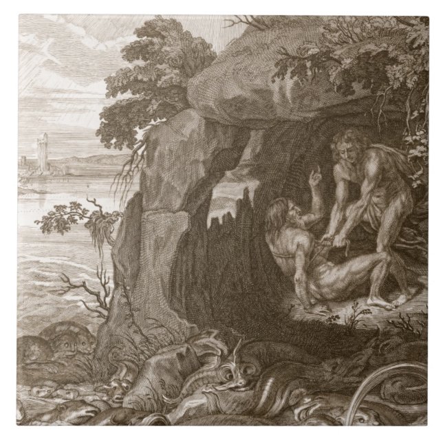 Aristeus Compels Proteus to Reveal his Oracles, 17 Tile (Front)