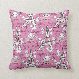 Aristocats   Marie Paris Pattern Throw Pillow