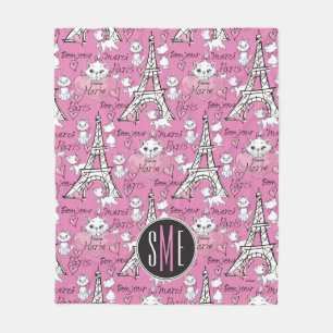 Aristocats Monogram Marie Paris Pattern Fleece Blanket