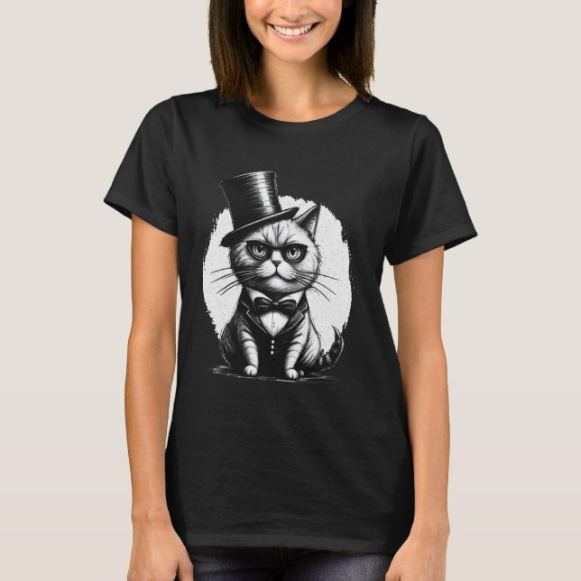 Aristocratic Cat - Funny Cat T-Shirt (Front)