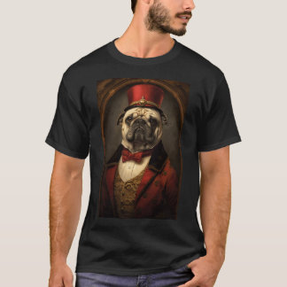 Aristocratic Pug Dog Painting, Funny Animal Portra T-Shirt
