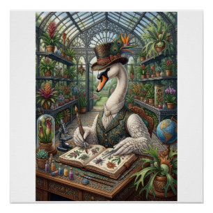 Aristocratic Swan Victorian Greenhouse Botanical F Poster