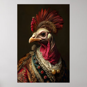 Aristocratic Turkey Portrait, Funny Renaissance Poster
