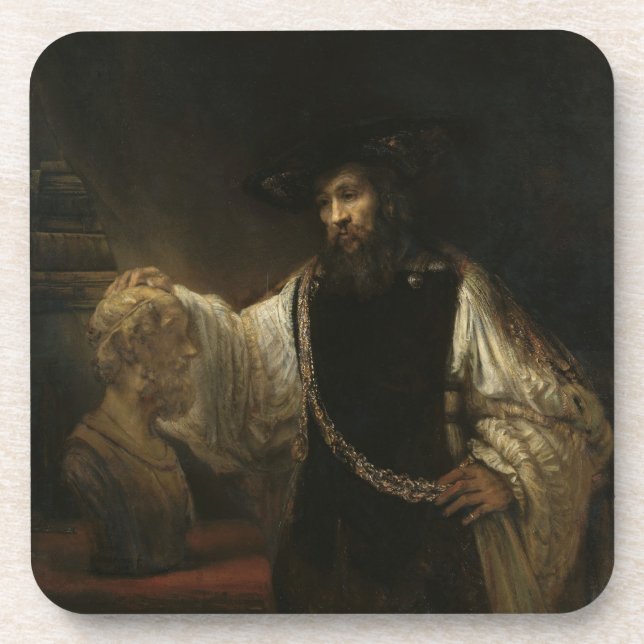 Aristotle (384-322 BC) with a Bust of Homer Coaster (Front)