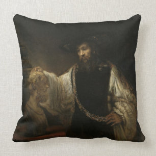 Aristotle (384-322 BC) with a Bust of Homer Throw Pillow