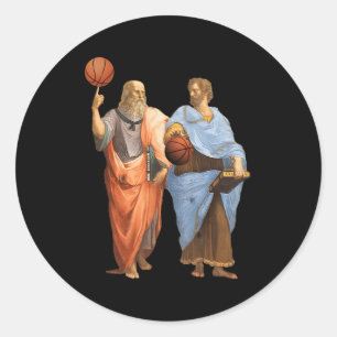 Aristotle And Plato With Basketballs Philosophy Ma Classic Round Sticker