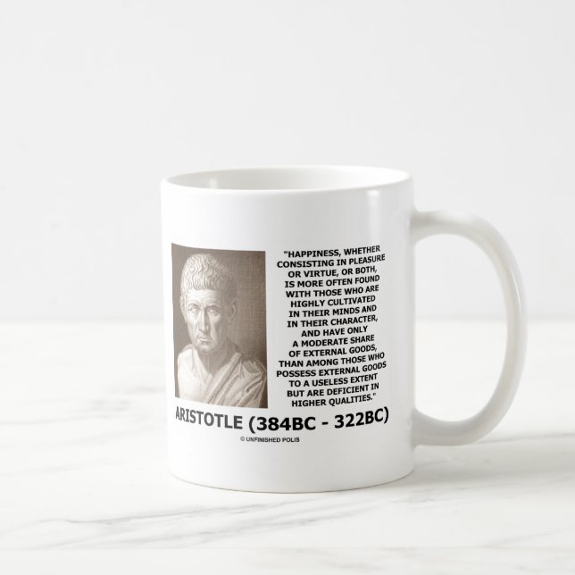 Aristotle Happiness Cultivated Minds Character Coffee Mug (Right)