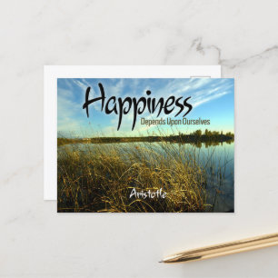 Aristotle Inspirational Quote "Happiness" Postcard