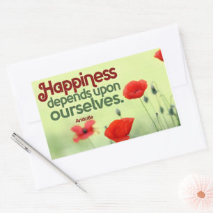 Aristotle Inspirational Quote "Happiness" Sticker