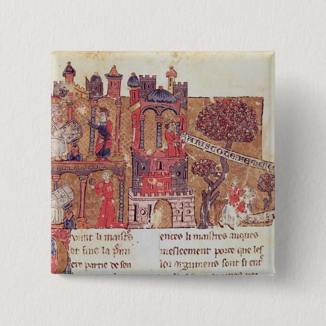Aristotle instructs Alexander the Great in 2 Inch Square Button (Front)