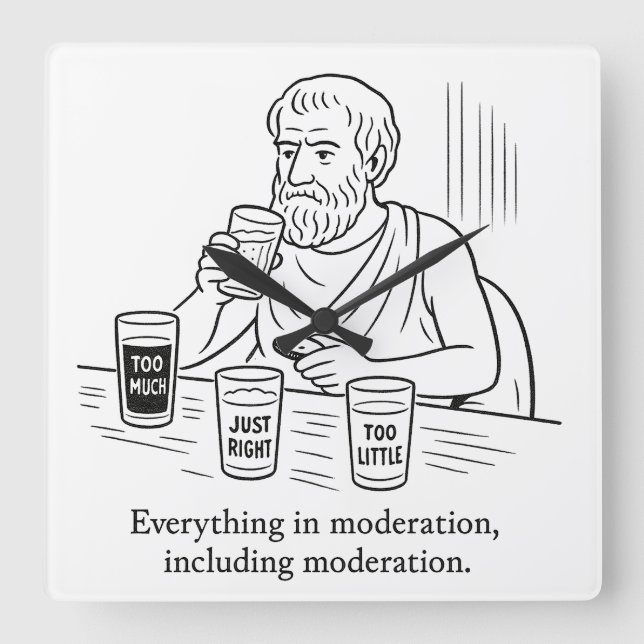 Aristotle's Guide to Moderation Square Wall Clock (Front)