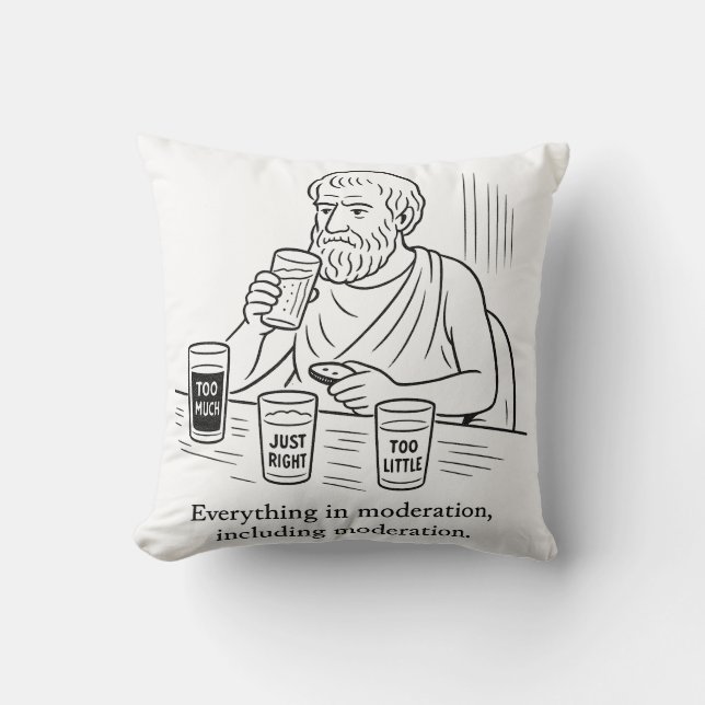Aristotle's Guide to Moderation Throw Pillow (Front)