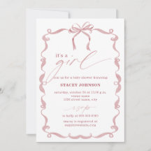 ARIYA | Baby Shower Invite It's a Girl Pink Bow