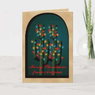 Arizona Adobe Christmas Cactus Tree Lights Card