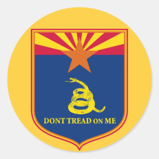Arizona and Gadsden Flag Shield Classic Round Sticker