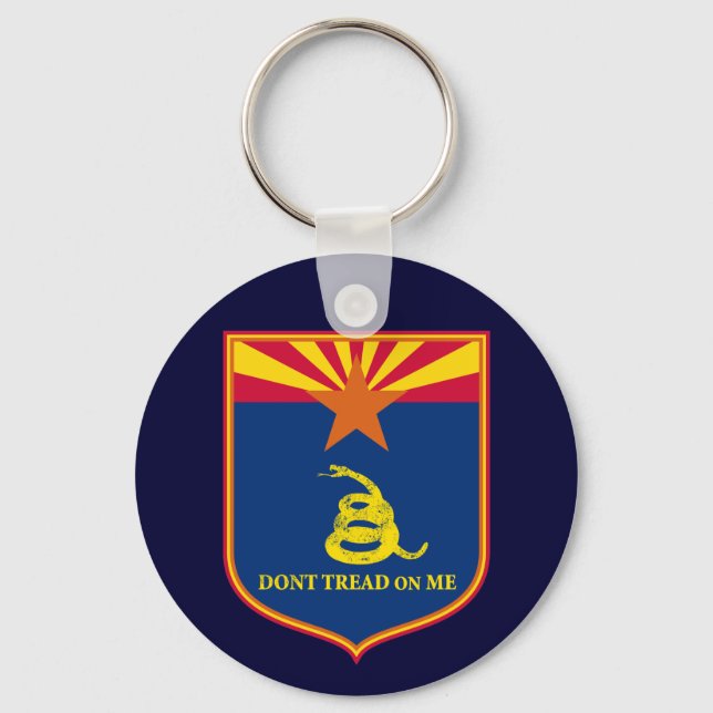 Arizona and Gadsden Flag Shield Keychain (Front)