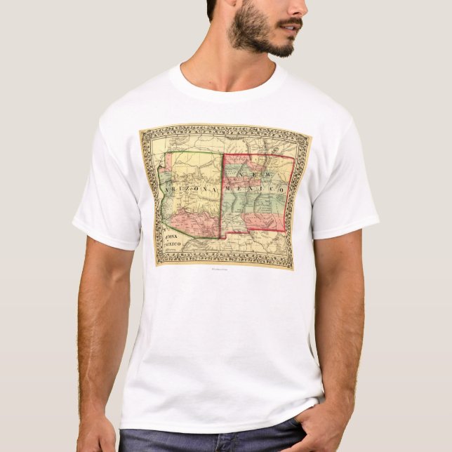 Arizona and New MexicoPanoramic Map T-Shirt (Front)