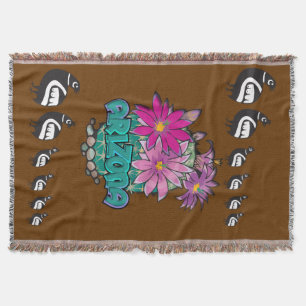 Arizona Blooming Cactus  and Quail Throw Blanket
