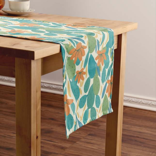 Arizona Botanical Tile Pattern Short Table Runner (In Situ)