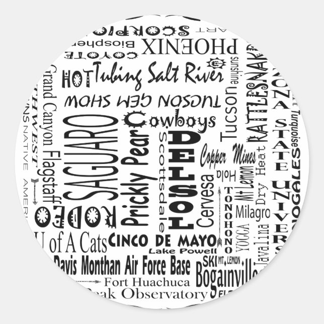 Arizona Buzz Words Classic Round Sticker (Front)