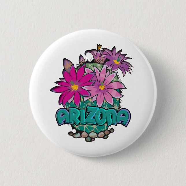 Arizona Cactus Blooms 2 Inch Round Button (Front)